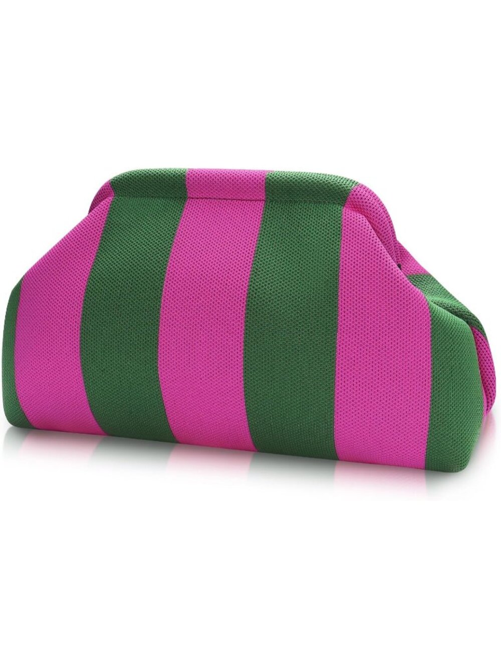 Women's Pink Green Woven Clutch Purse Striped Dumpling Crochet Beach Handbag